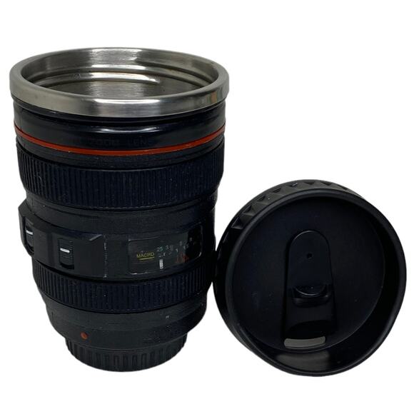 Camera Lens Mug Coffee Tea Stainless Steel Travel Cup Thermos Flask Sipping Lid - Picture 2 of 6